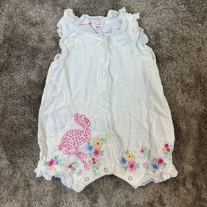 Cotton Kids Baby Girl Romper Embroider Floral Flamingo Ruffle Swiss Dot 9 Months